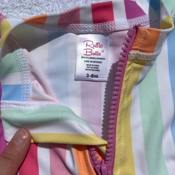 Ruffle Butts: Baby Rashguard Candy Stripes: Size 3-6m - Picture 2 of 4